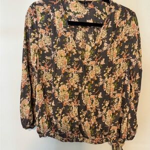 Lucky Brand Floral Blouse - Black and Pink